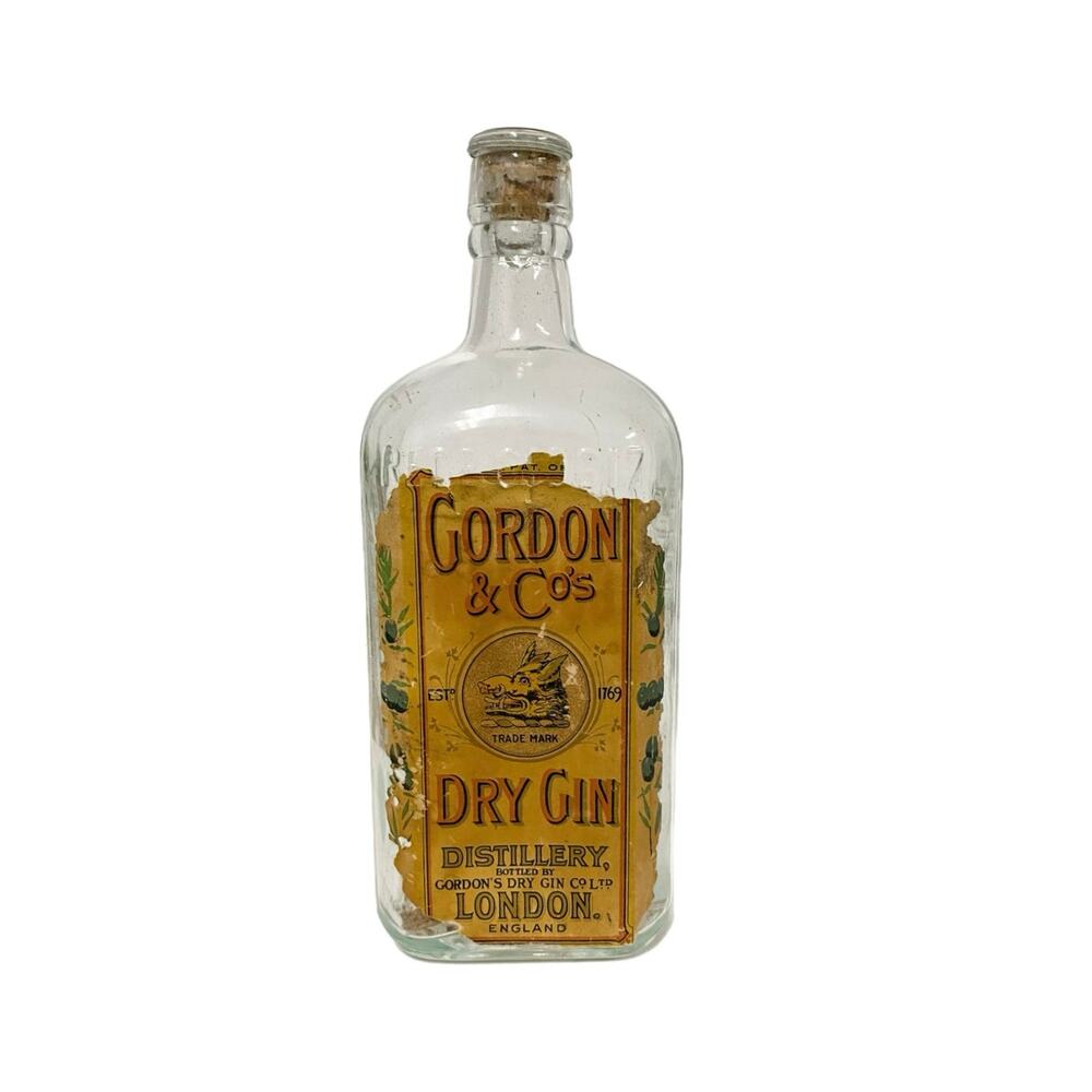 Vintage Gordon & Co’s Embossed Bottle w/Glass Cork London England